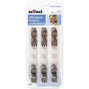 Scunci Effortless Beauty Thick Hair Mini Jaw Clips, 1 cm, 18-Count